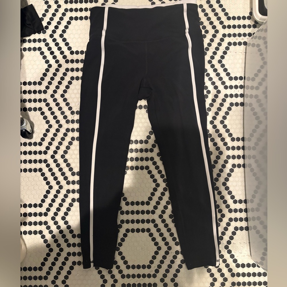 Black Leggings with White Stripes